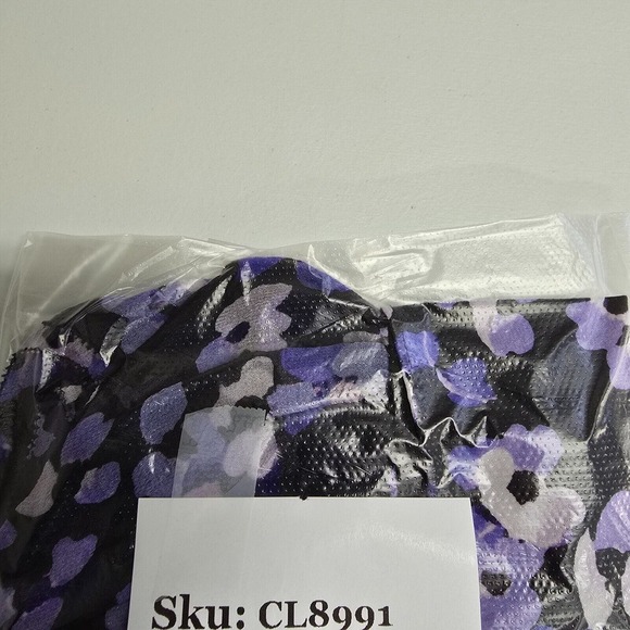 Kate Spade Top Womens Small Black Purple Hydrangea Floral Silk Sleeveless READ - Picture 9 of 9